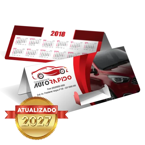 Calendário de Mesa c/ Porta Cartão | 25x18cm | 4/0 | UV 1/0