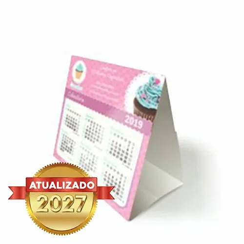 Mini Calendário de Mesa | 27x10cm | 4/0 | UV 1/0