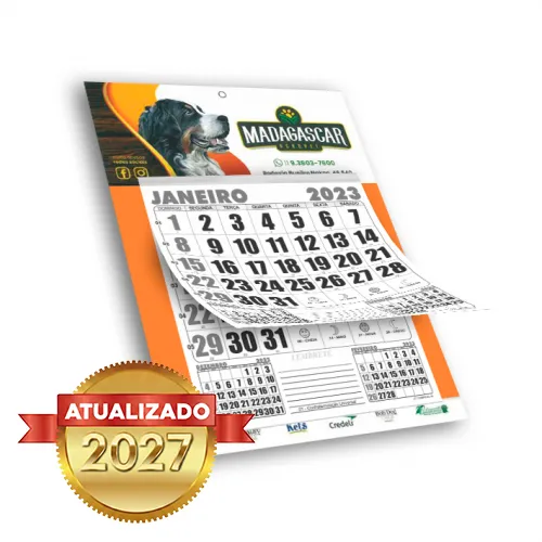 Calendário de Parede | 22x30cm | 12 Lâminas 1/0
