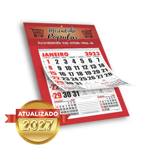 Calendário de Parede | 22x30cm | 12 Lâminas 4/0